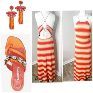 WILD FABLE CROCHET HALTER DRESS-NET -SIZE XL ( CAN FIT A LARGE)